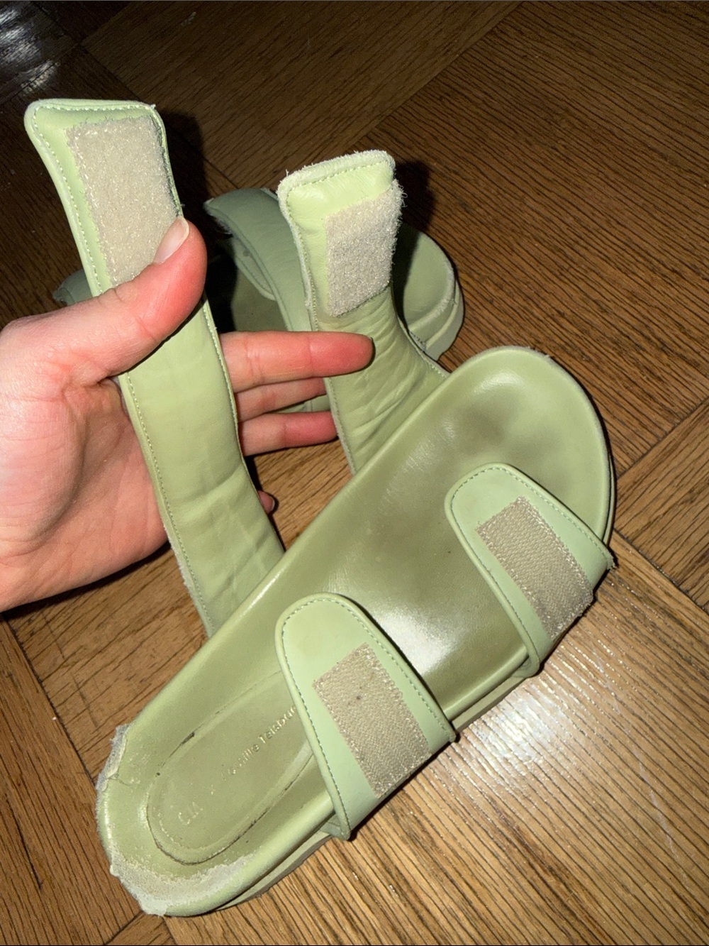 GIA x Pernille Teisbaek Slide Sandals Green Leather Size 36 EU - Picture 4 of 7